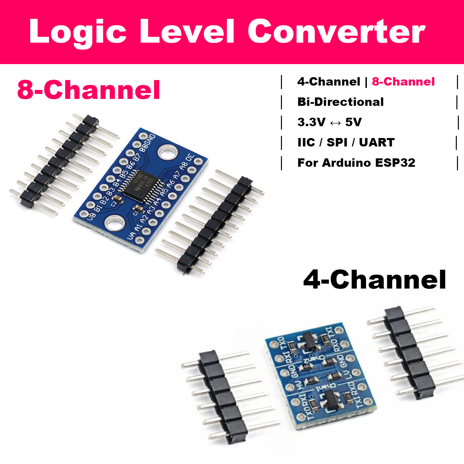 Level Shifter 3.3V - Bi-Directional Logic Level Shifter 4CH 8CH