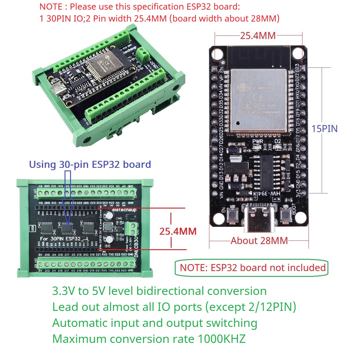 ESP32 30P DIN Rail Adapter, 3. - Level Shifter 3.3V 리뷰 및 가격